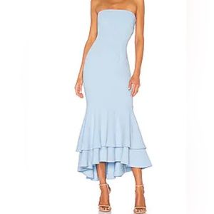 Light blue strapless high low dress
